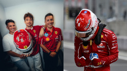 Leclerc ha trovato il casco portafortuna? Disegnato e regalato da due amici prima della pole: chi sono e cosa raffigura