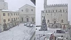 Umbria sotto la neve: imbiancate Gubbio, Gualdo Tadino e Norcia. Attesi fiocchi anche a Perugia