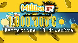 Million Day e Million Day Extra, tutti i numeri vincenti dell'estrazione di oggi mercoled&igrave; 10 dicembre