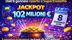 Superenalotto, riparte la caccia al 6 da 102 milioni. Scorpacciata di estrazioni: 5 in 6 giorni, il calendario