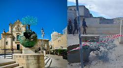 Statua di Andrea Roggi abbattuta a Matera. Lo scultore: "Non riteniamo sia stato il vento, ma un tentato furto"