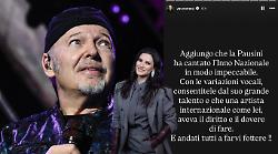 Vasco Rossi difende Laura Pausini: "Ha cantato l'Inno Nazionale in modo impeccabile"