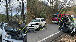 Frontale tra due auto a Ponte d'Oddi: tre persone estratte dai vigili del fuoco 