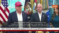 Trump con Infantino mostra foto di Putin: So che ai Mondiali vorrebbe esserci anche lui