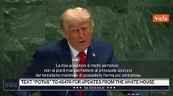 Trump all'Onu: Riconoscere Palestina è ricompensa ad Hamas. Rilasci immediatamente ostaggi