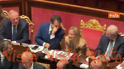 Applausi e standing ovation del centodestra per Meloni in Aula al Senato a termine suo intervento