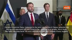 Jd Vance in Israele: Hamas deve rispettare accordo, se non lo fa succederanno cose molto brutte