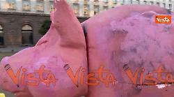 Un enorme maiale al centro di Sofia dopo le proteste che hanno portato alle dimissioni del Governo