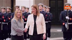 Giorgia Meloni riceve a Palazzo Chigi Presidente del Parlamento Europeo Metsola