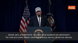 Attacco Iran, Trump: "L'ora della libert&agrave; degli iraniani sta per arrivare"