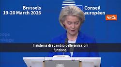 Caro energia, Von Der Leyen: Dobbiamo aggiornare meccanismo Ets e abbassare tasse elettricit&agrave;