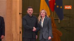 Meloni riceve a Palazzo Chigi il Presidente ucraino Zelensky