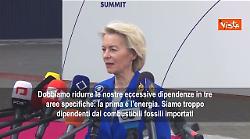 Von Der Leyen: Europa deve essere pi&ugrave; indipendente su energia, puntiamo su rinnovabili e nucleare