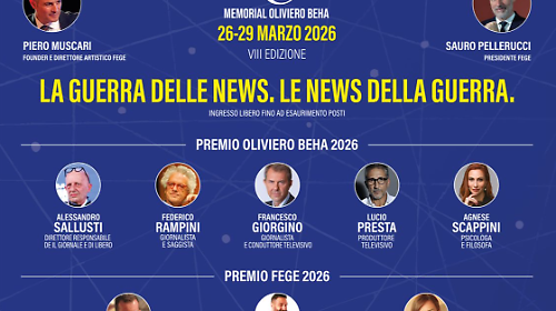A Terni dal 26 al 29 marzo l'8&deg; Festival di Editoria e Giornalismo Emergente (Fege): attesi Sallusti, Giorgino, Rampini, Presta e Scappini per il Premio Oliviero Beha