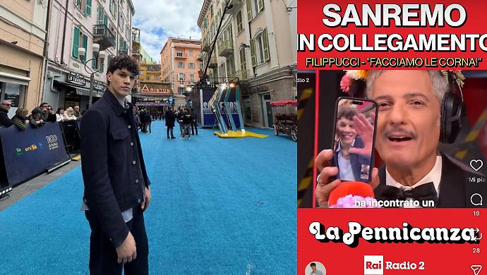 Sanremo 2026, Nicol&ograve; Filippucci scaramantico da Fiorello: &ldquo;Per i giovani ho gi&agrave; vinto? Facciamo le corna&rdquo;