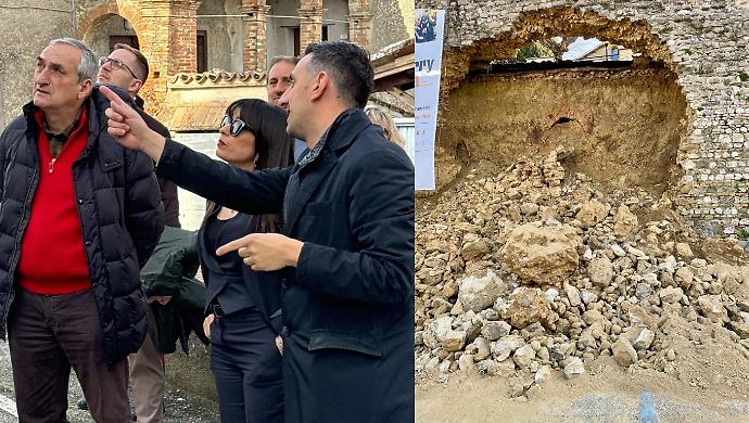 Crollo delle mura a Montefalco, stanziati oltre 3 milioni per il ripristino. Proietti: "Interveniamo immediatamente centri storici e cittadini"
