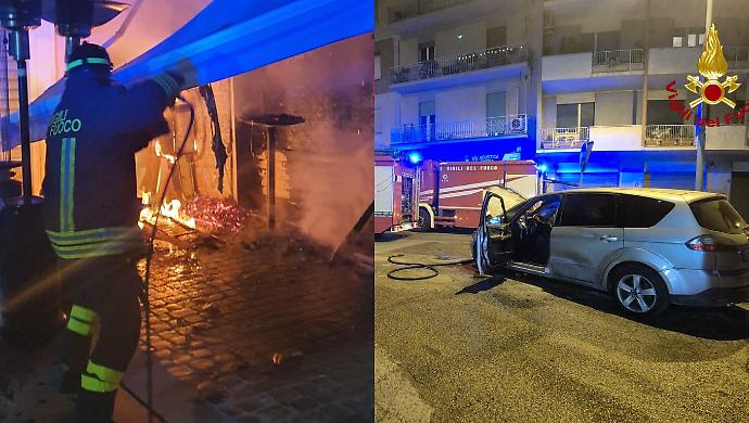 Non si fermano gli incendi a Terni: fiamme da un&rsquo;auto e prende fuoco anche l'esterno di un bar in centro