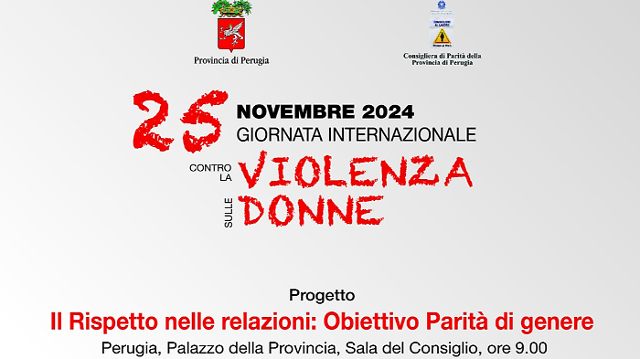 La Provincia di Perugia presenta il progetto Il rispetto nelle relazioni: Obiettivo Parità di Genere
