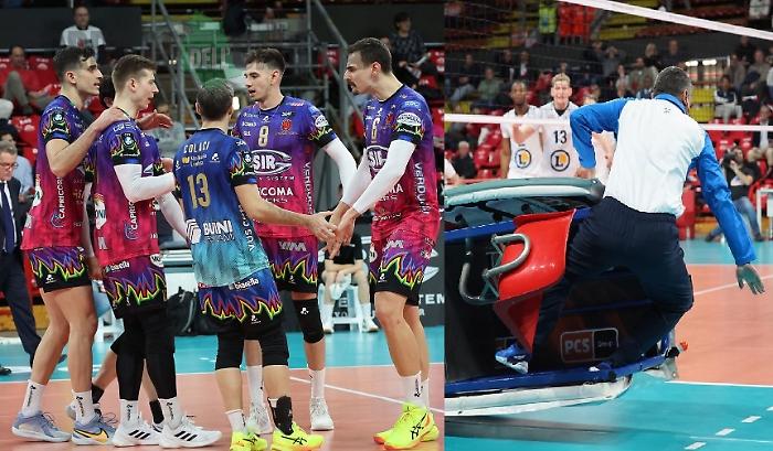 Sir Sicoma Monini, netto 3-0 al Saint-Nazaire ma quanta paura per l'arbitro. LE FOTO