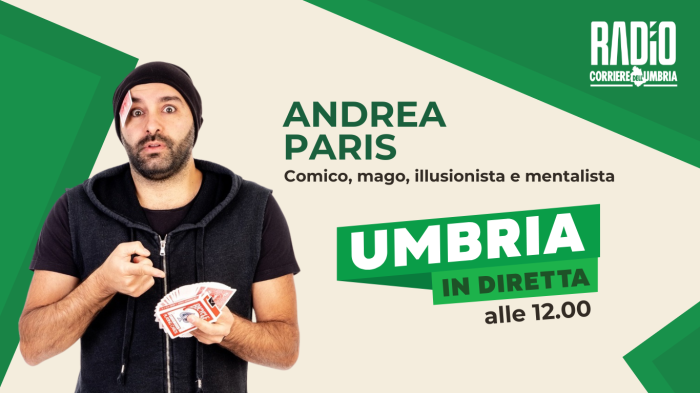 Umbria in diretta in onda su Radio Corriere dell'Umbria: risate e magia con il prestigiatore Andrea Paris in live su Youtube. La scaletta