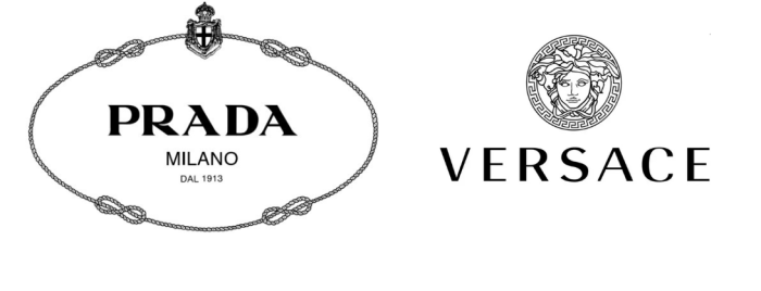 Loghi Prada e Versace