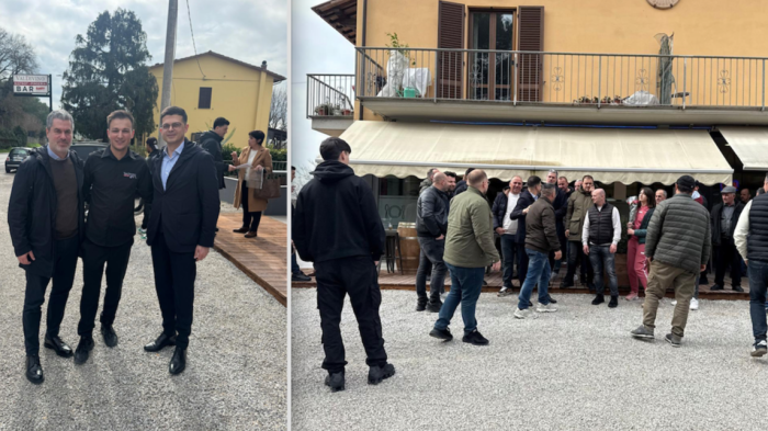Ministro della difesa dell'Albania e sindaco di Valona fanno visita al bar Valdivino al Sodo