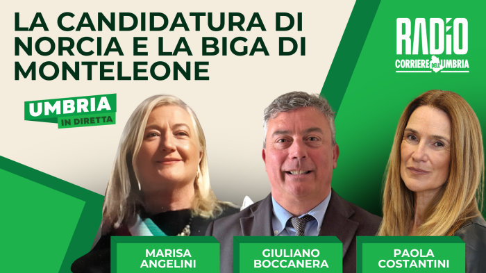 Umbria in diretta, dalla candidatura di Norcia a Capitale europea della cultura alla Biga di Monteleone: gli ospiti della puntata 