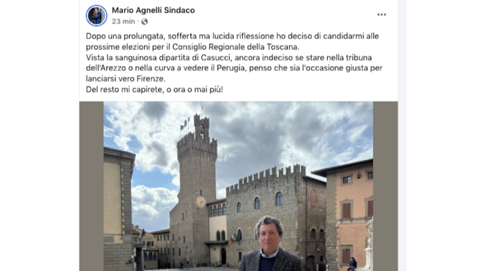 Mario Agnelli candidato alle elezioni regionali. Ma &egrave; un pesce d'aprile del sindaco sui social