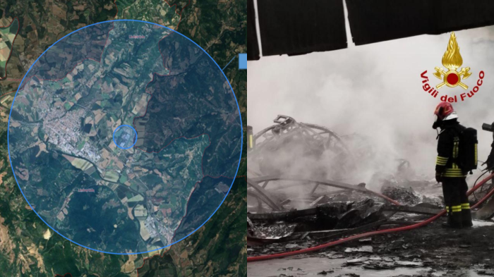 Incendio Lucyplast di Umbertide, rimodulate le ordinanze: ecco come cambiano da un raggio di 5 chilometri o di 500 metri