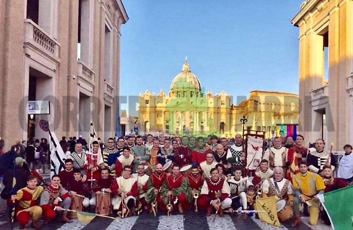 Gubbio, Sbandieratori a Roma per il Giubileo delle bande e dello spettacolo popolare 