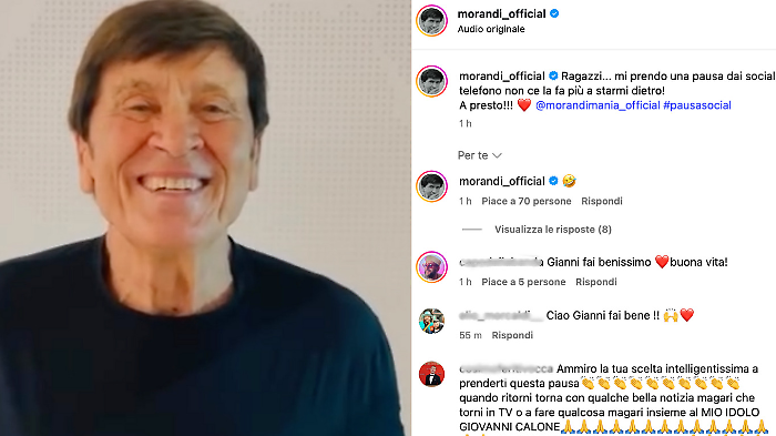 Gianni Morandi si prende una pausa dai social: "Il telefono non ce la fa più a starmi dietro"