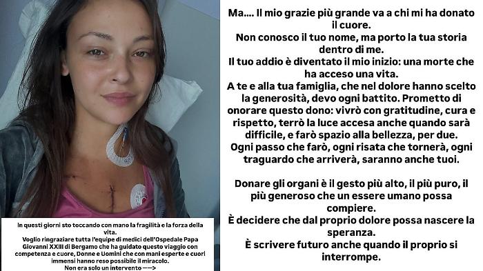Martina Nasoni torna sui social dopo l'intervento al cuore: "Il grazie più grande va all'équipe e al donatore". La lunga dedica 