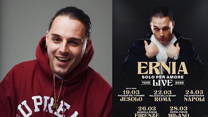 Ernia, annunciato il "Solo per amore Tour Live 2026". Tutte le date e i biglietti in vendita 