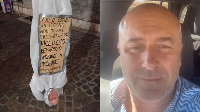 Fantoccio col volto di Stefano Bandecchi a testa in giù, le autrici sono due studentesse. Il sindaco: "Convinte dalla sinistra"
