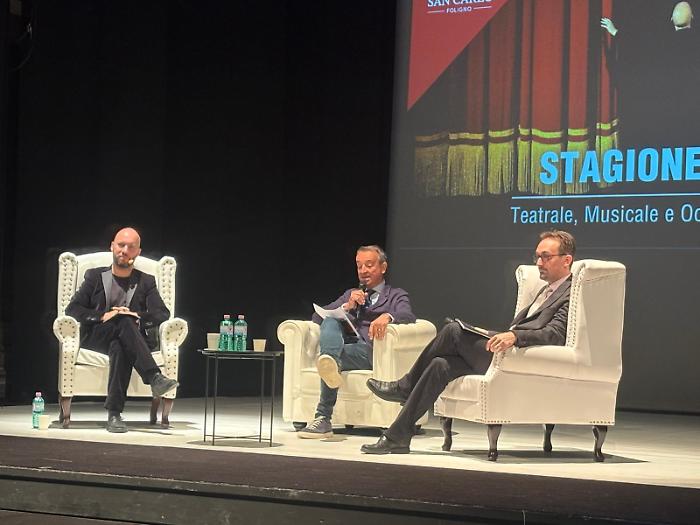 Alla presentazione della stagione 2025/2026, da sinistra, Giacomo Nappini Casuzzi, Augusto Arcangeli e Michele Pelliccia