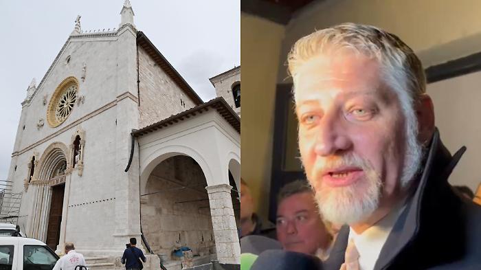 Basilica di San Benedetto, il ministro Alessandro Giuli: "Norcia rinasce. Ritrova un'identità che non aveva mai smarrito"