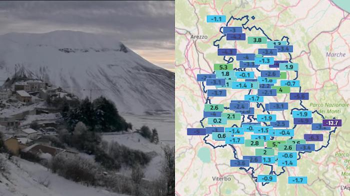 E' arrivato il grande freddo in Umbria. A Castelluccio toccati i -13,7°C