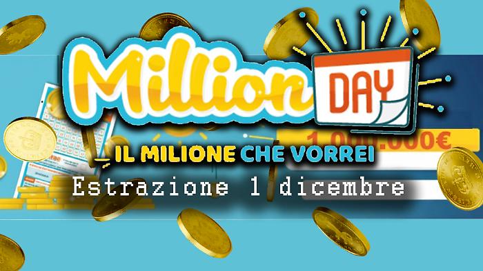 Million Day e Million Day Extra di oggi luned&igrave; 1 dicembre: i numeri vincenti delle estrazioni