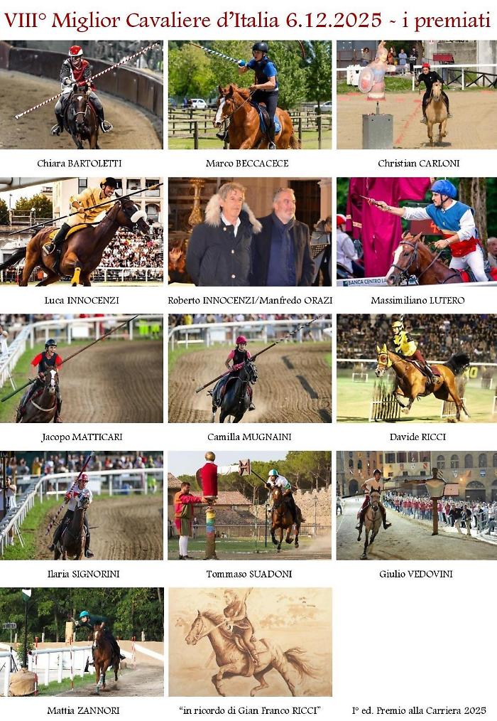 Giostre e Quintane, a Monselice le cerimonie di "Miglior Cavaliere d'Italia” e "Galà dei Cavalieri". Ecco chi sono gli umbri premiati