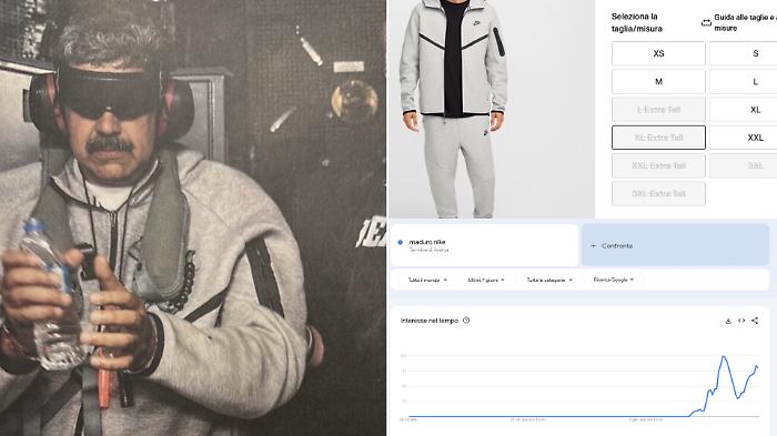 Dalla geopolitica al carrello: la foto di Maduro fa impennare le ricerche della tuta Nike Tech