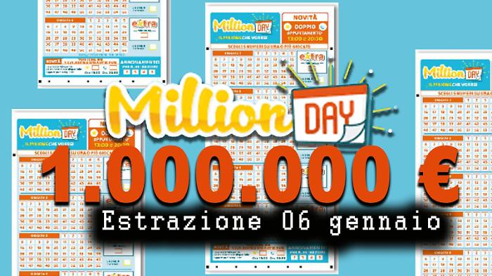 Million Day e Million Day Extra di oggi marted&igrave; 6 gennaio: estrazioni e numeri vincenti