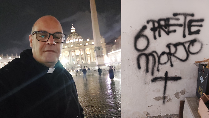 Minacce di morte a un sacerdote: scritte intimidatorie sulla porta di casa di padre Corrado Puliatti