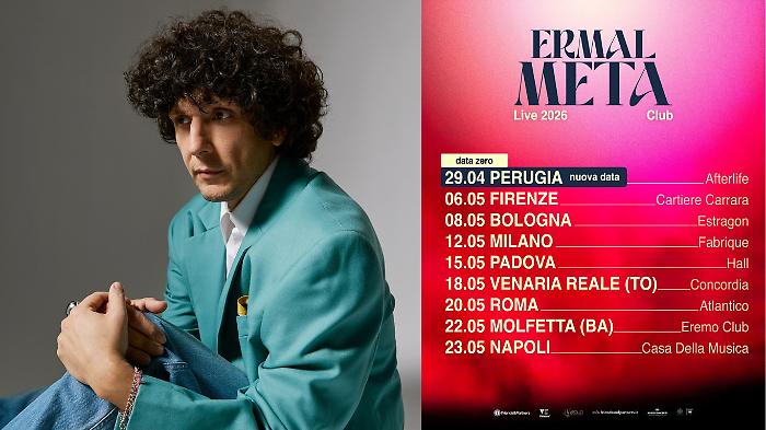 Ermal Meta sceglie Perugia per la data zero del suo tour: il cantautore porta il suo Live Club 2026 all'Afterlife 