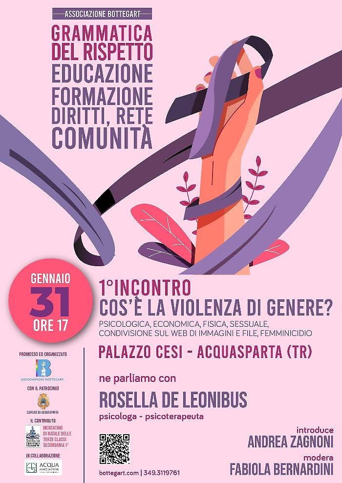 "La Grammatica del Rispetto", ad Acquasparta un ciclo di incontri per prevenire la violenza di genere 