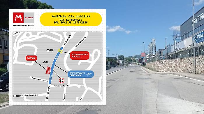 Metrobus, proseguono i lavori in via Settevalli: come cambia la viabilit&agrave; dal 23 febbraio al 15 marzo 