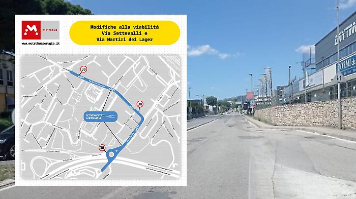 Continuano i lavori per la realizzazione del Metrobus. Da via Pievaiola a via Settevalli, ecco come cambia la viabilit&agrave; in citt&agrave;
