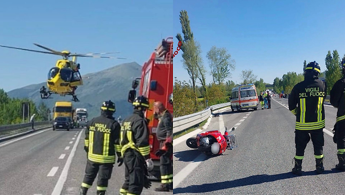 Scontro tra scooter e auto sulla Flaminia: ferito elitrasportato in ospedale