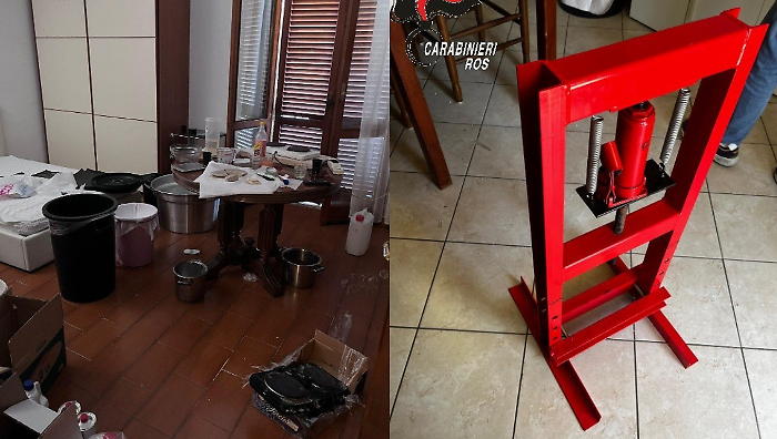 Villa trasformata in raffineria clandestina: 7.4 chili di cocaina sequestrati. Tre arresti