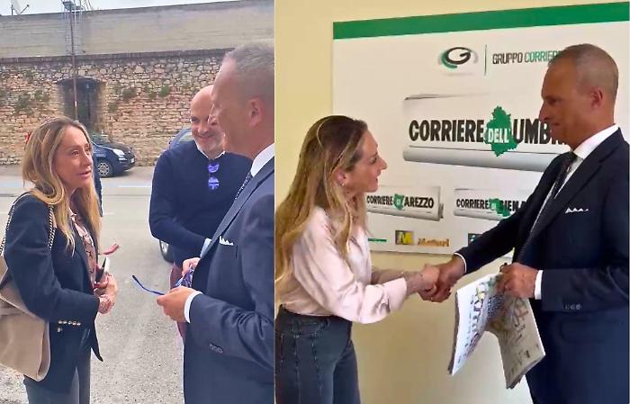 Arianna Meloni accolta a Foligno nella redazione del Corriere dell'Umbria