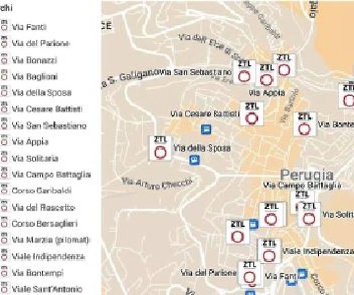 Perugia varchi ztl quanti sono dove